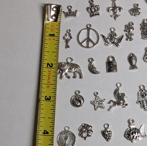 50pcs Silver Charms for Jewelry Making Crafts - Picture 2 of 5